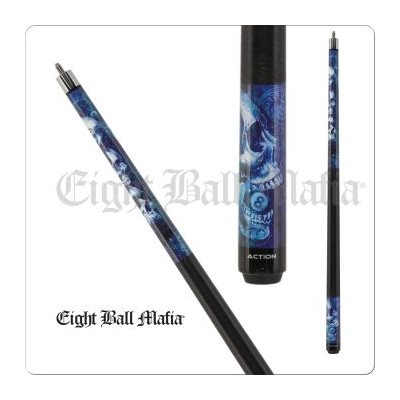 BAGUETTE EIGHT BALL MAFIA STACKED SKULLS BLEU